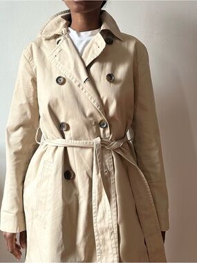 J. Crew Double-Breasted Belted Trench Coat | Minimal Timeless Outerwear | XS
